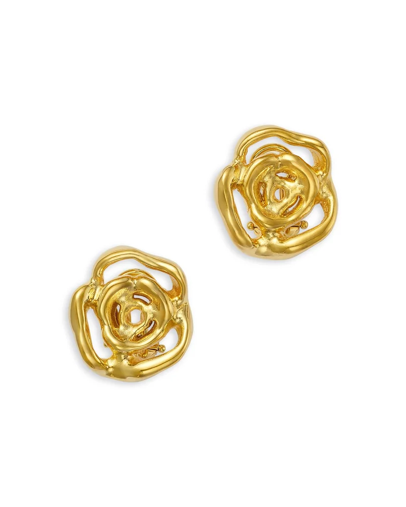 18K Yellow Gold Bold Gold Flower Stud Earrings