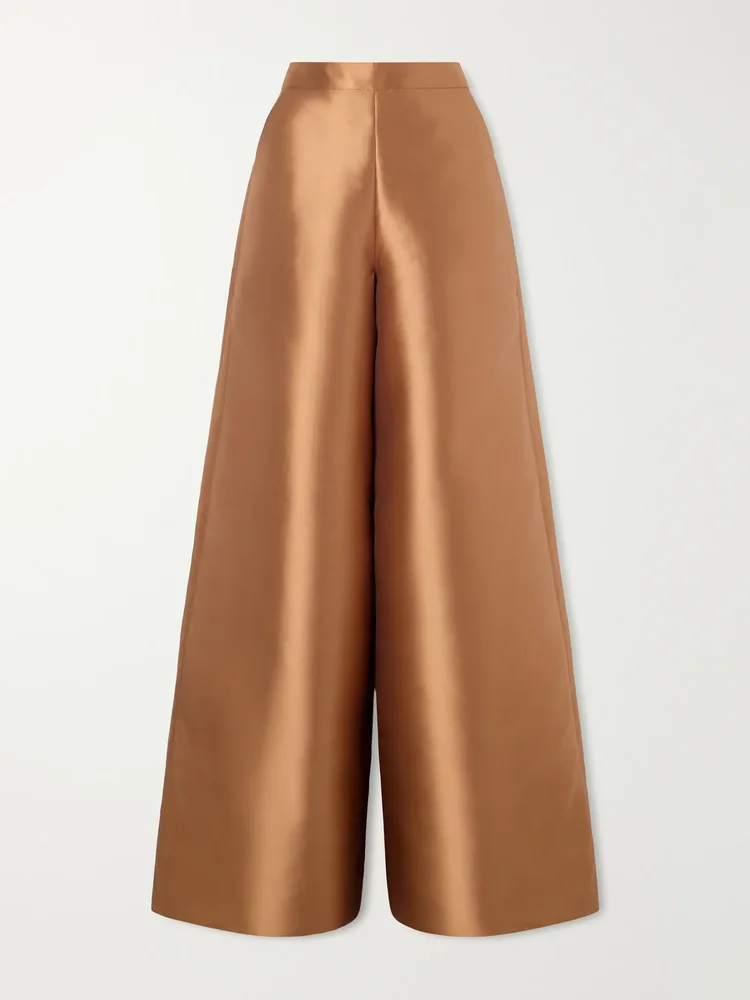 Satin-twill wide-leg pants