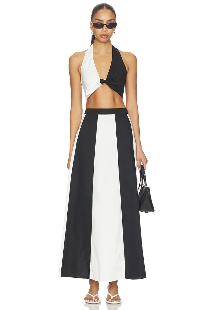 Solid Giardino Top & Skirt Set