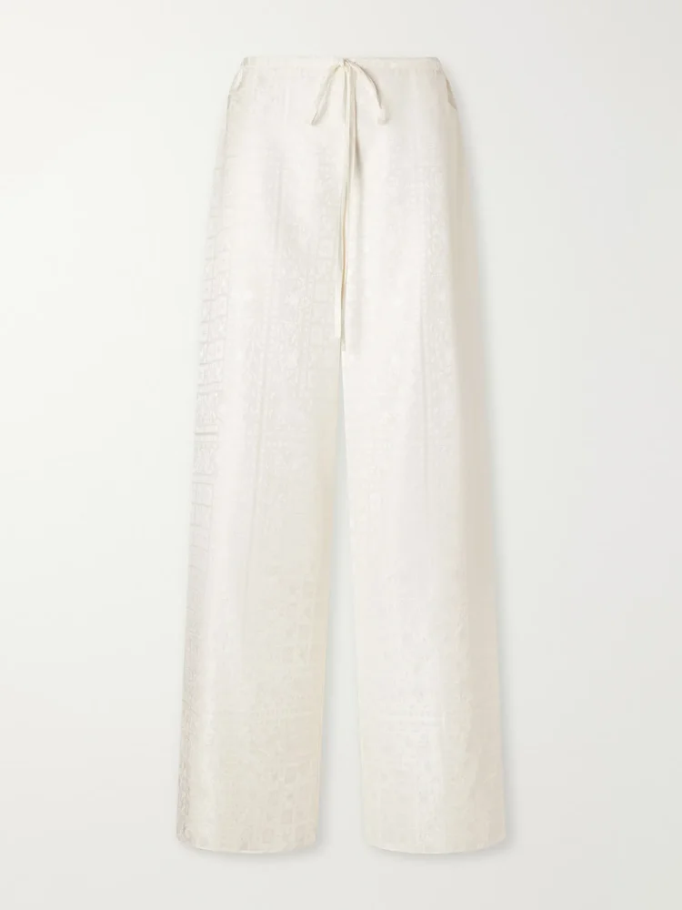 Silk-jacquard wide-leg pants