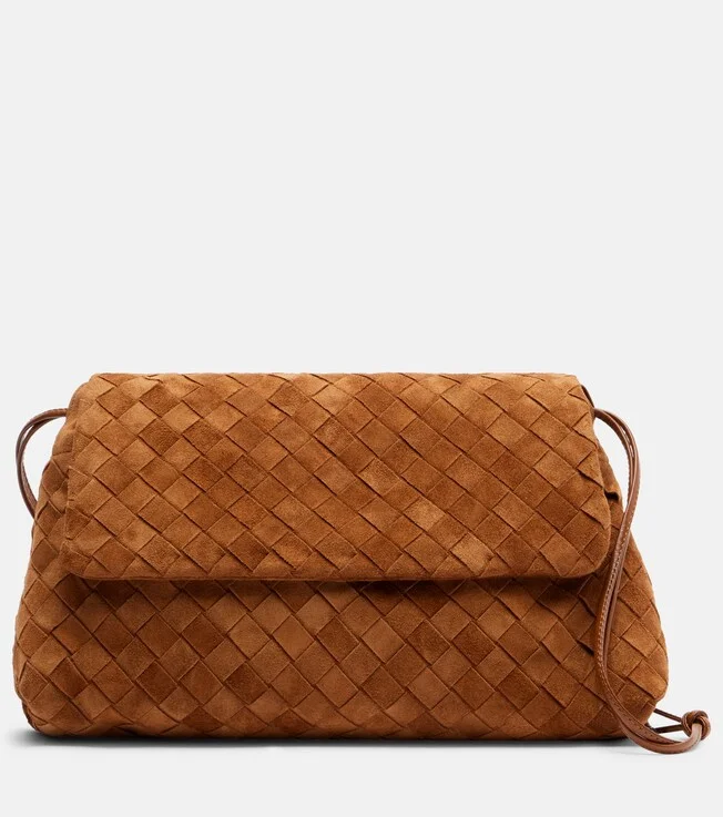 Giorno Intrecciato suede shoulder bag