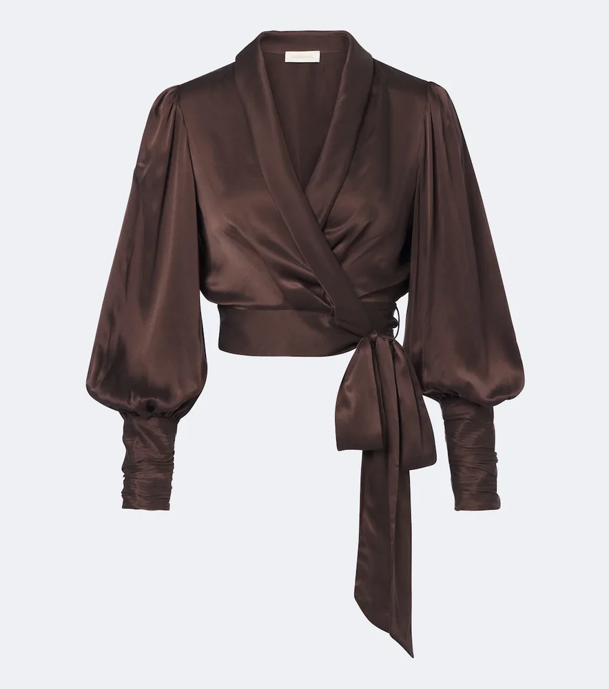 Silk satin wrap top