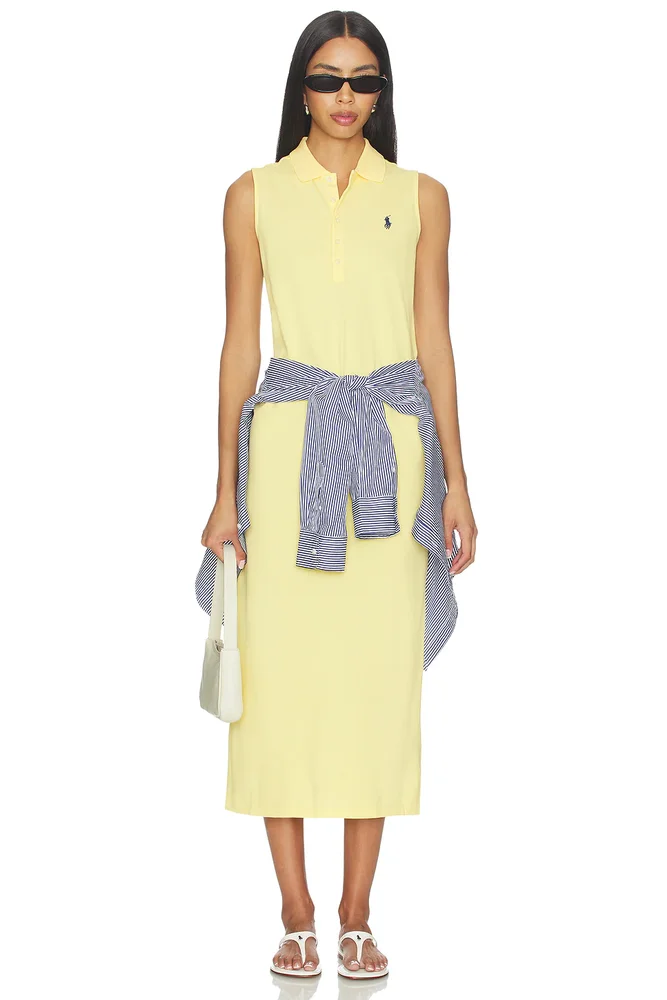 Mesh Knit Collared Polo Dress