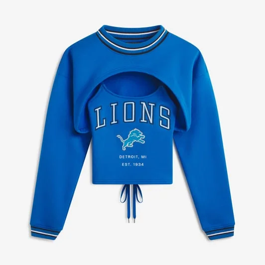 Women's Blue Detroit Lions Fleece Shrug Cami