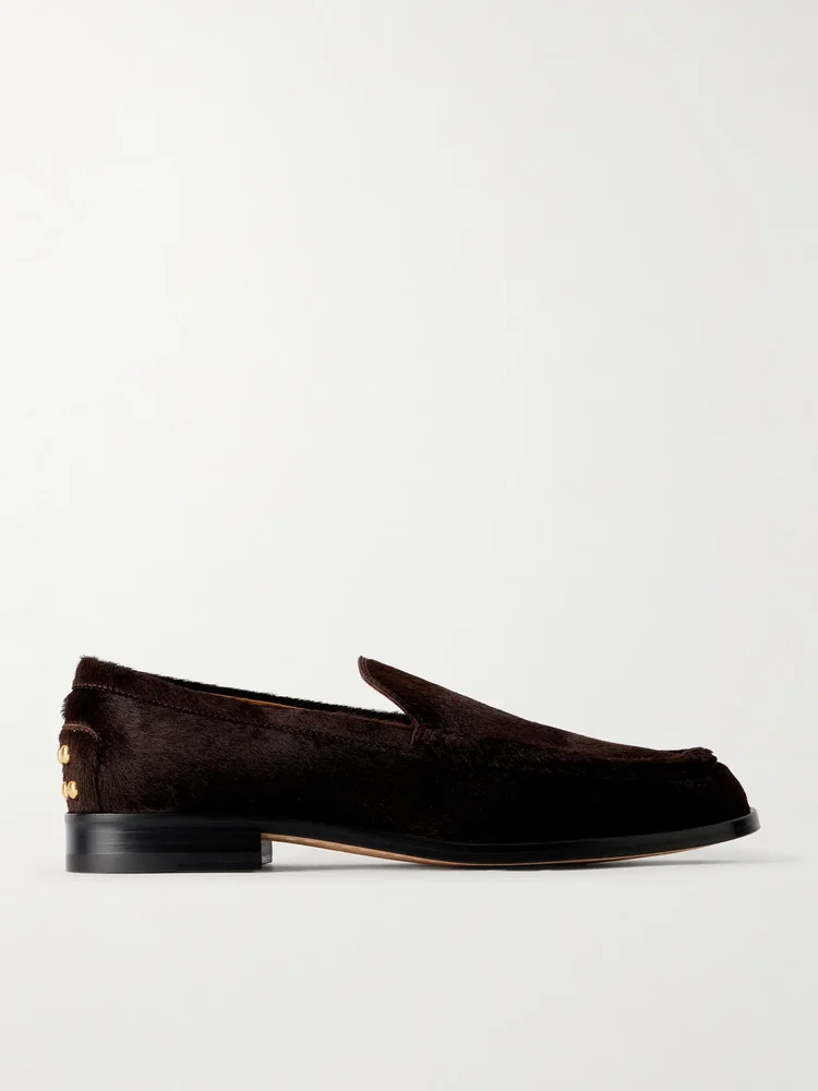 Studded calf hair loafers