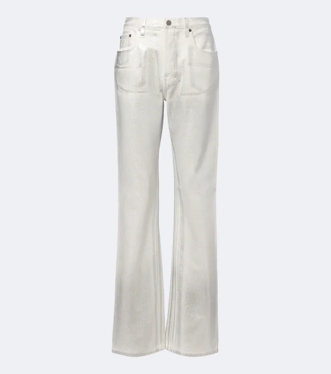 Coated straight jeans