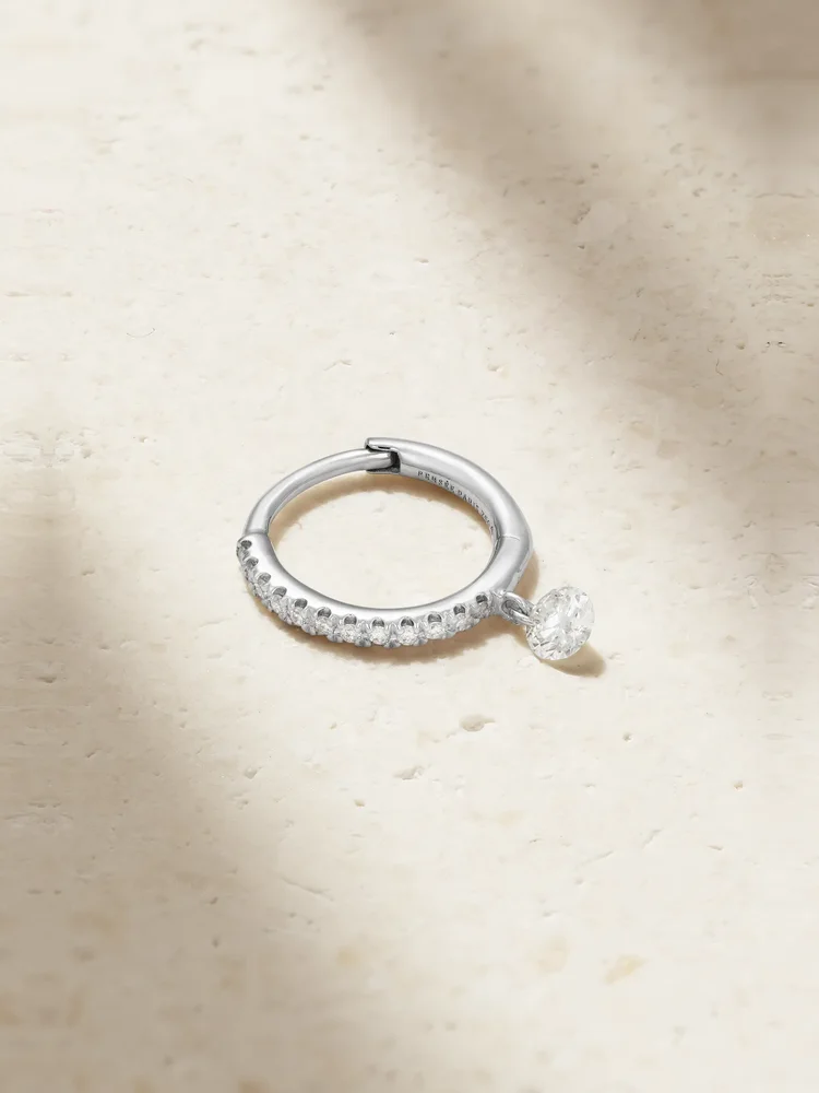 18-karat white gold diamond single earring