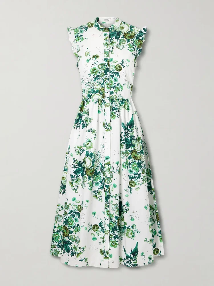 Floral-Printed Midi Cocktail Dress