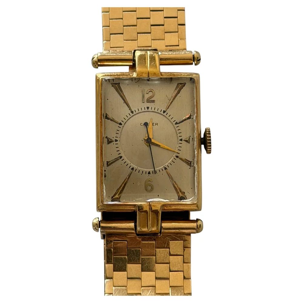 Pre-Owned Tank Watch circa 1940s with Gold Brick Bracelet