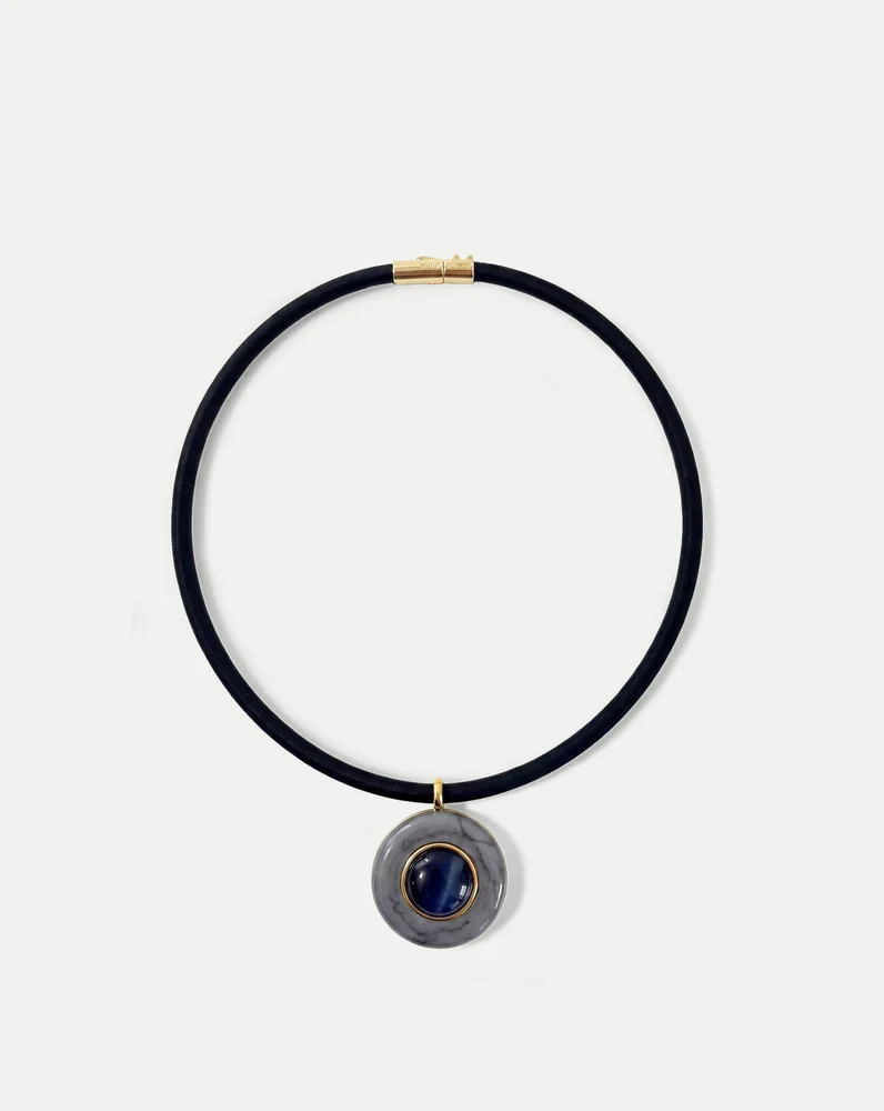 Round Doublet Pendant Necklace Blue