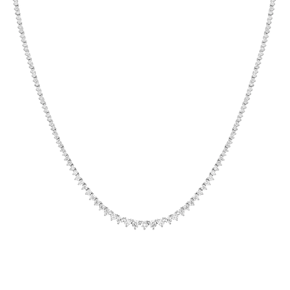 Everyday Three-Prong Graduated Tennis Necklace