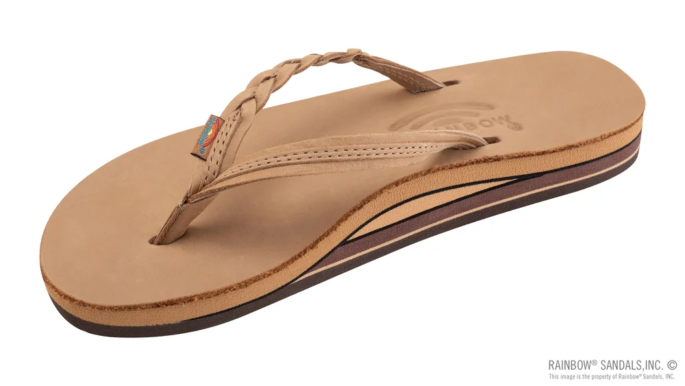 Flirty Braidy Double Layer Leather w/ Braid in Sierra Brown