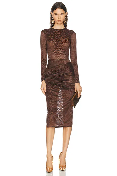 Long Sleeve Asymmetric Drape Dress