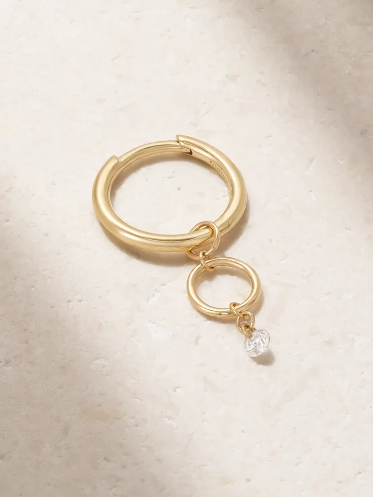 Circles 18-karat gold diamond single hoop earring