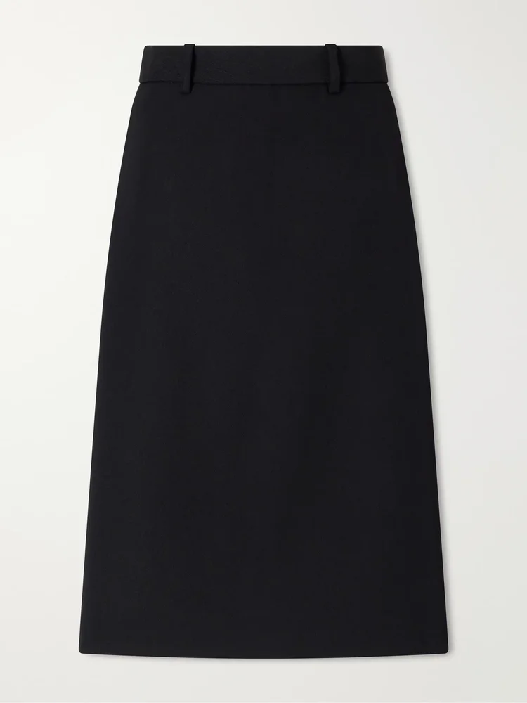 Folded wool-crepe midi skort