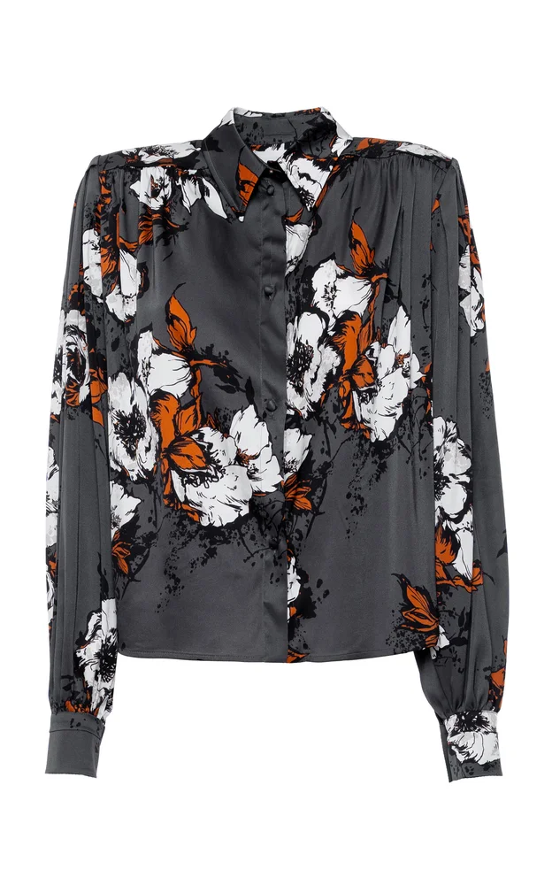80s Printed Satin Top