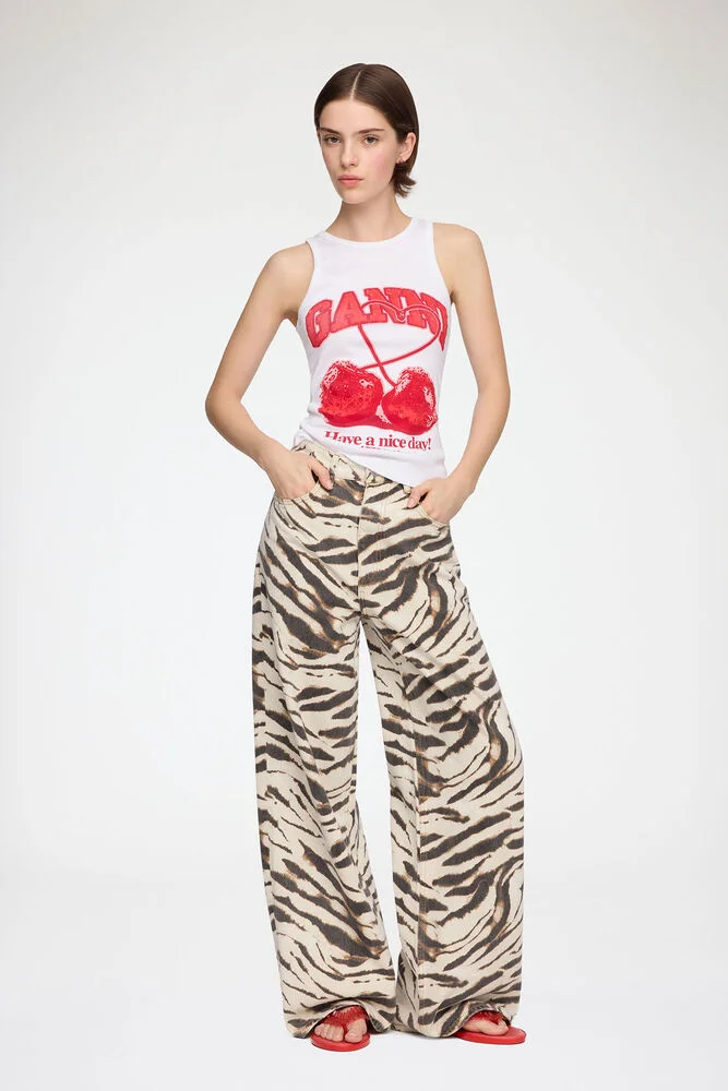 Lari Wide Jeans in Zebra Denim