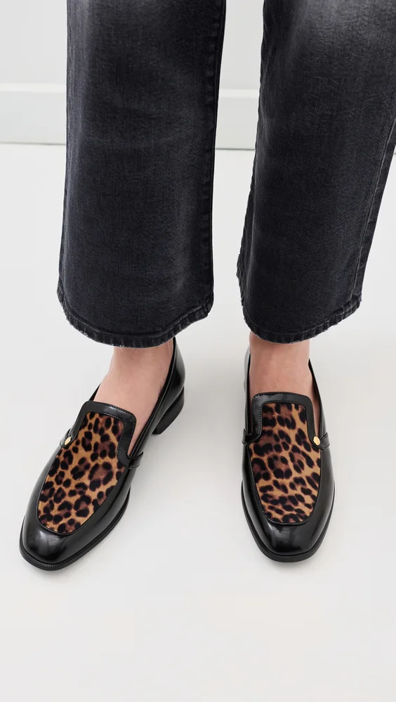Loafer Brushed Alter Mat & Leopard Printed Velvet Flats