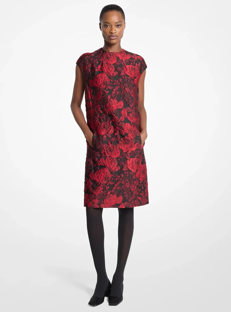Rose Jacquard Shift Dress
