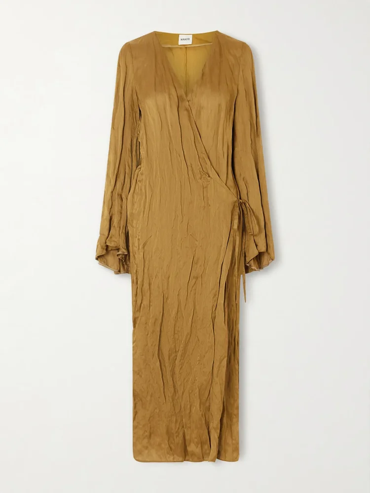 Rommi crinkled-voile midi wrap dress