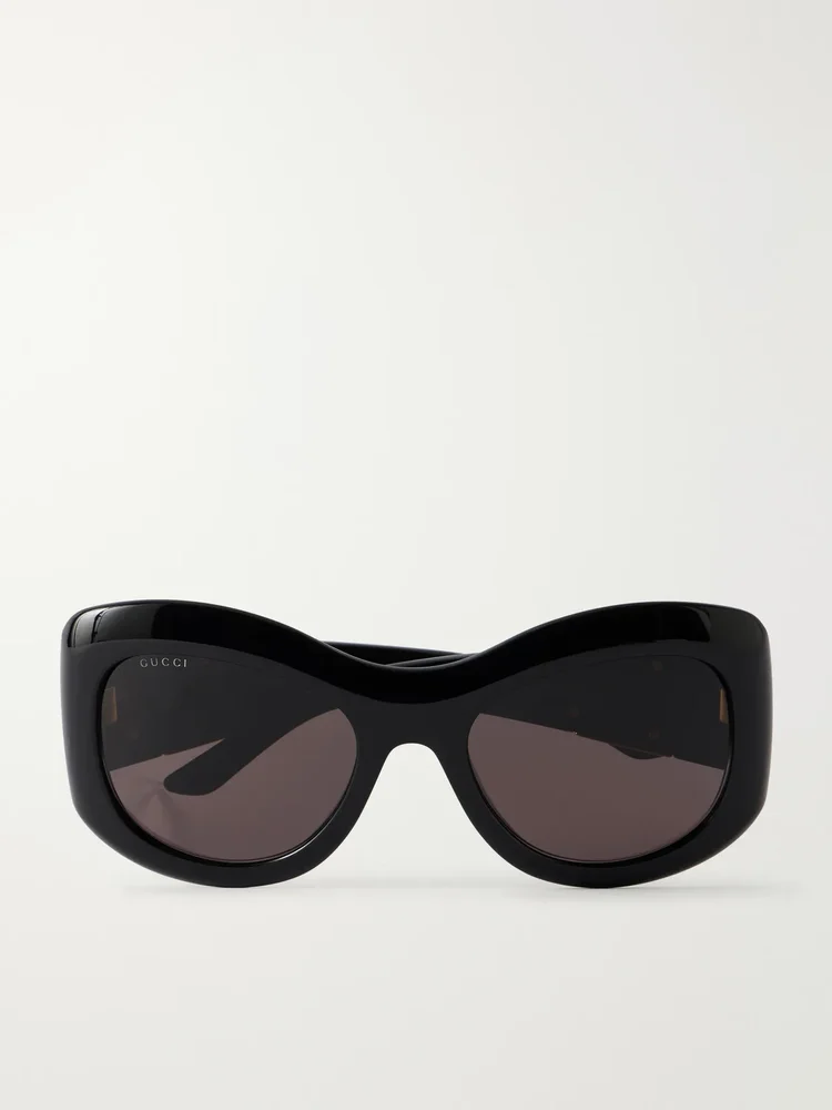 Double G-embellished round-frame recycled-acetate sunglasses