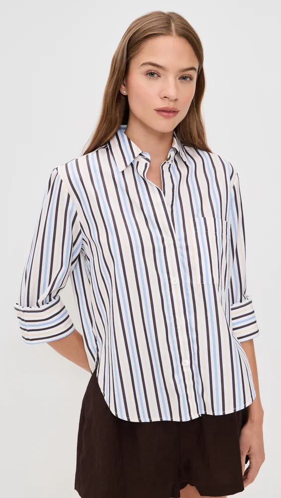 The Signature Y-Neck Shirt in Poplin