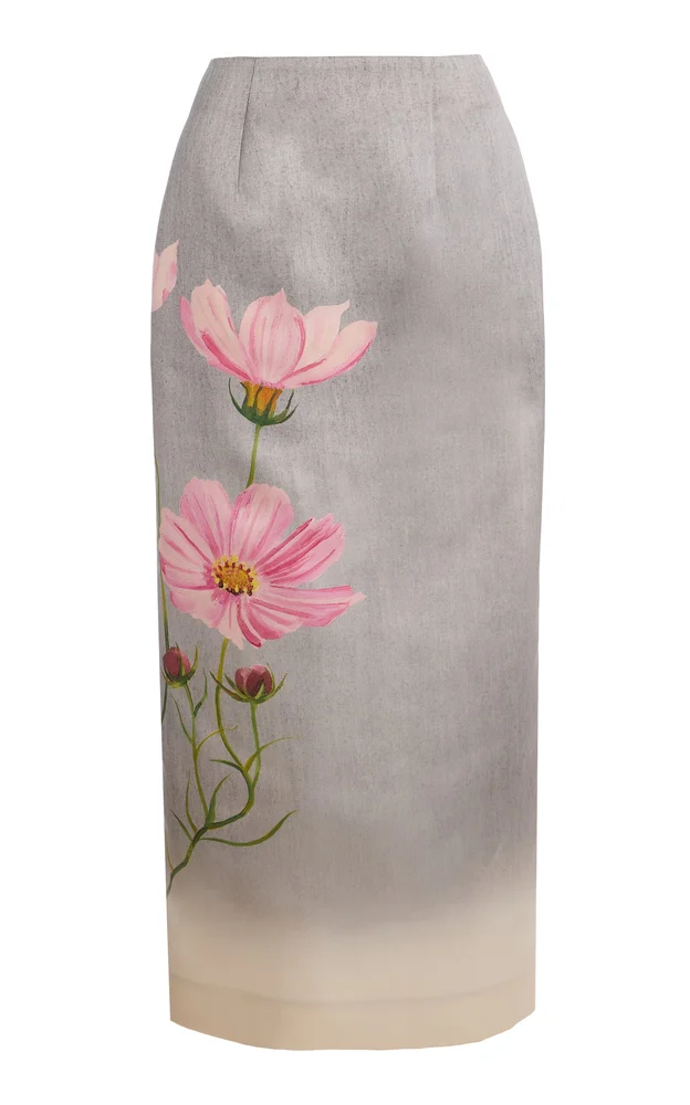 Cosmos Satin Pencil Midi Skirt
