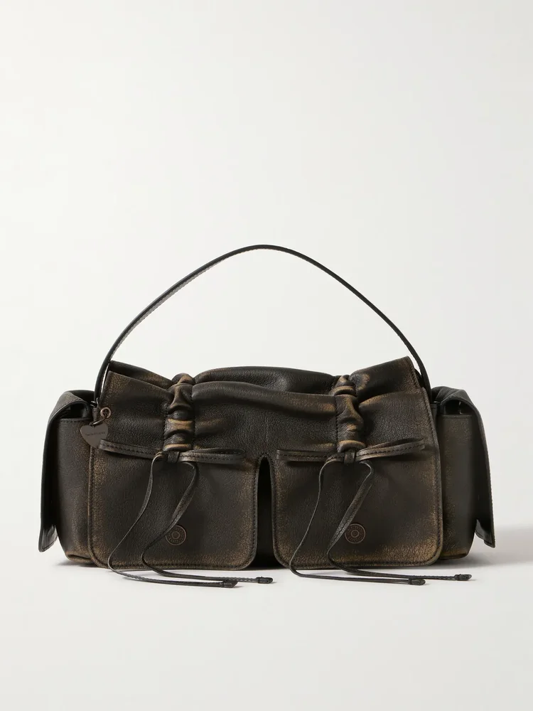 Multipocket leather shoulder bag