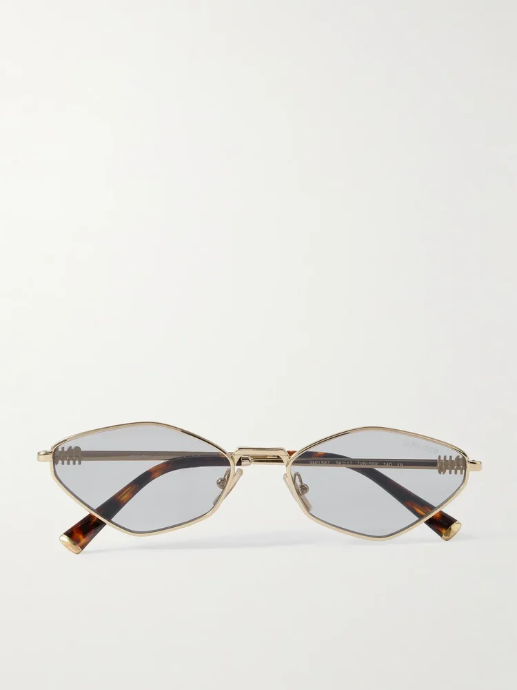 Miu Miu Hexagon-Frame Gold-Tone Sunglasses