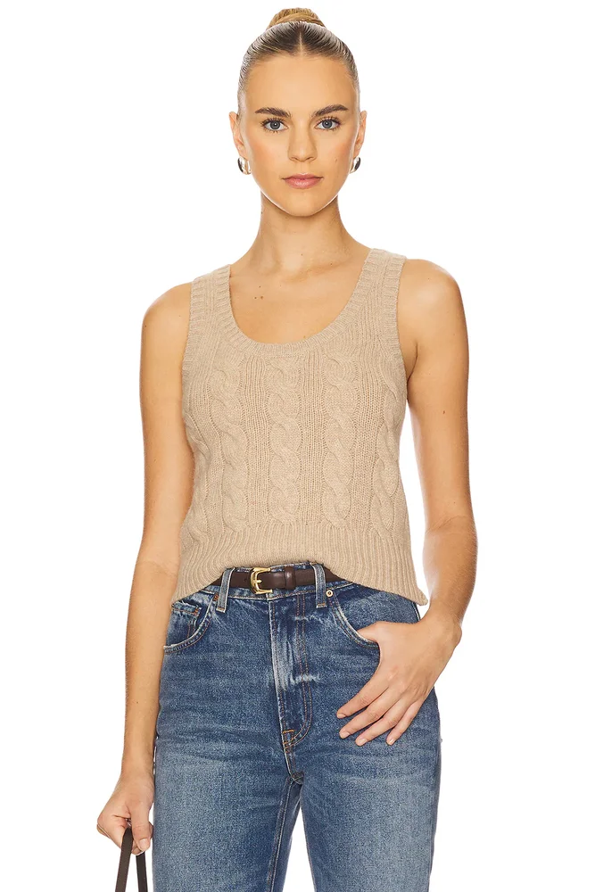 Cable Wool Cashmere Sleeveless Sweater