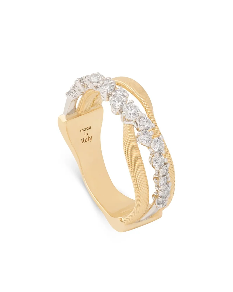 18K Yellow Gold Marrakech Diamond Three Strand Crossover Ring