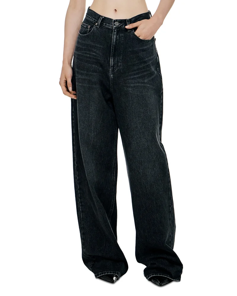 01 Loose Wide Leg Jeans in BK