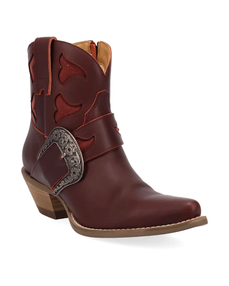 Saddle Up Leather Western Buckle-Strap Bootie