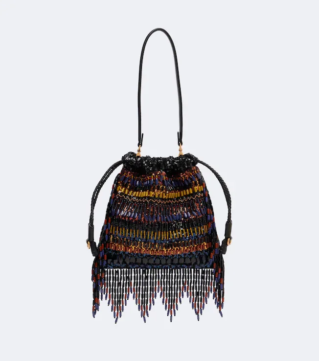 Kalispera Small beaded fringed shoulder bag