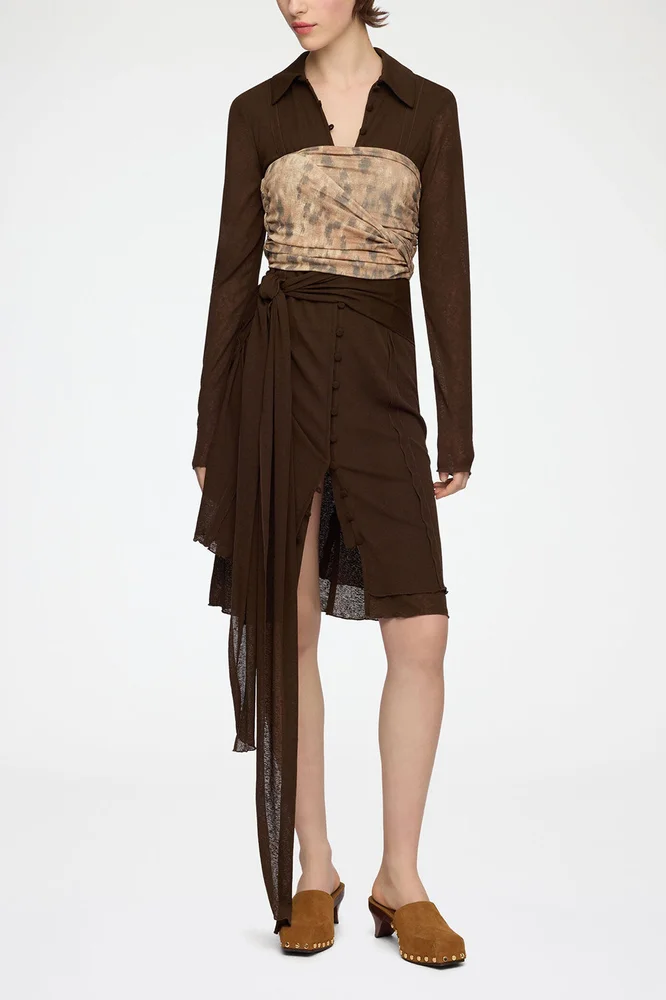 Bandeau Top in Printed Marl Mesh