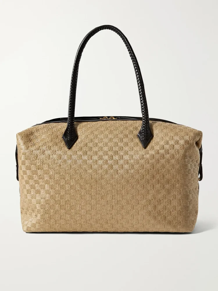 Vérité All Day Leather-Trimmed Woven Straw Tote
