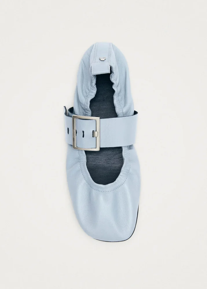 Sarea Blue Leather Ballet Flats