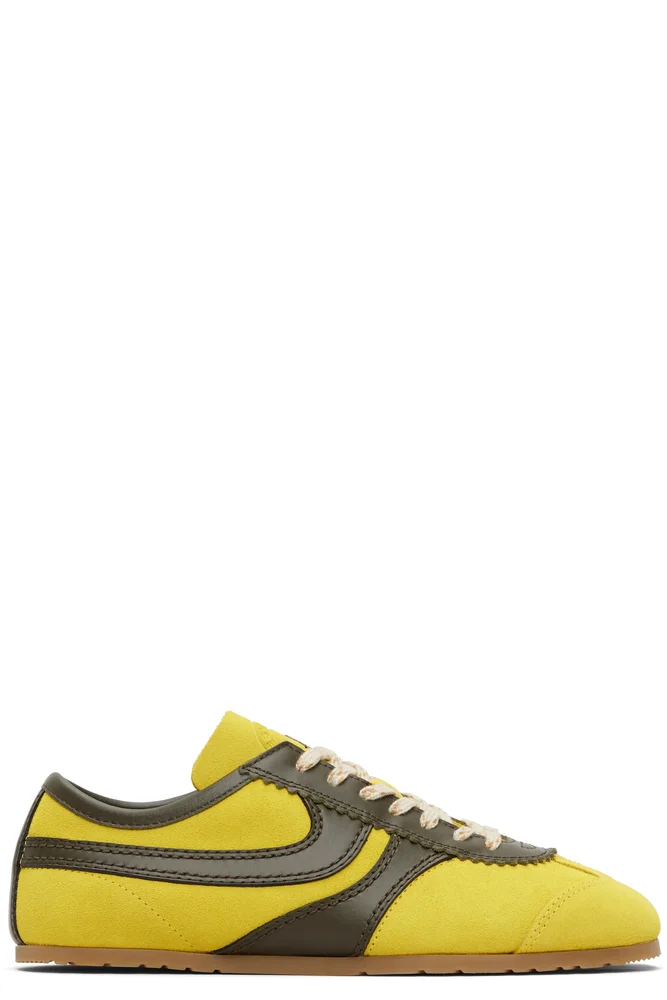 Yellow & Khaki Suede Sneakers