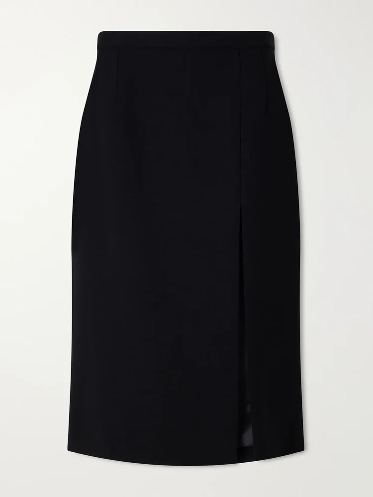 front slit wool midi skirt