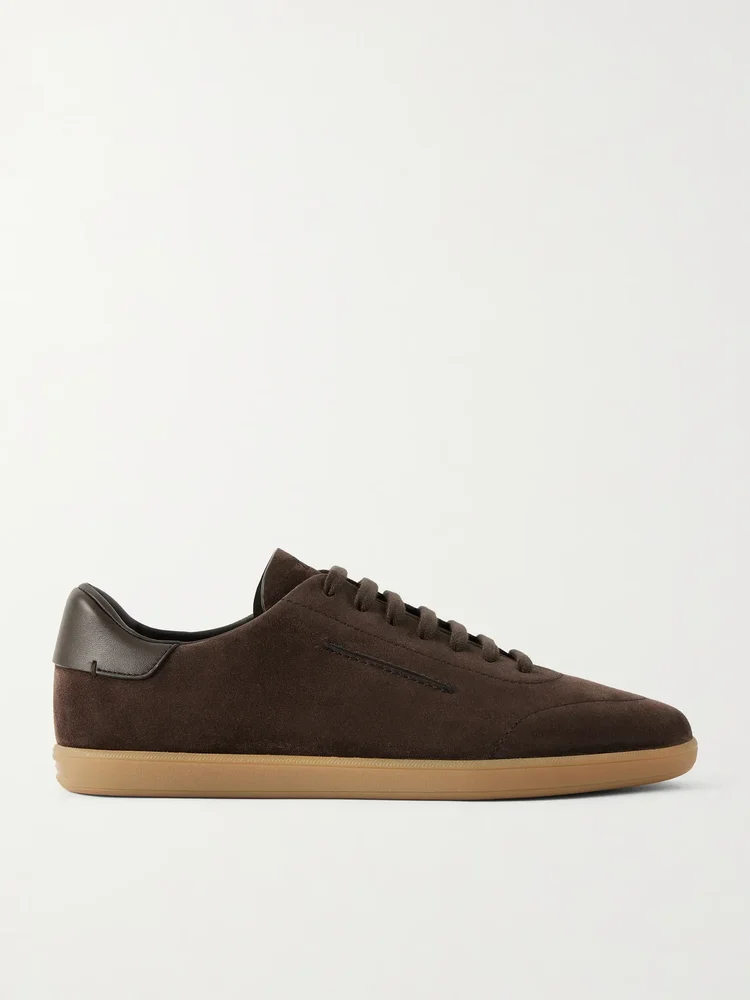 232 Leather-Trimmed Suede Sneakers
