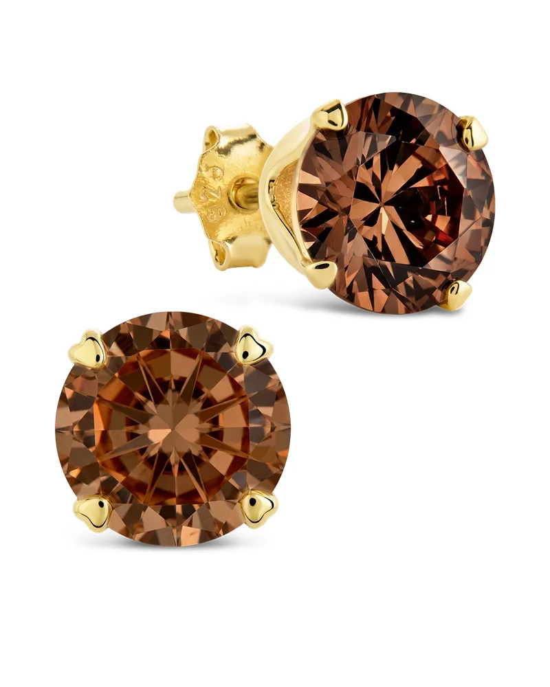 Sterling Silver 7mm Chocolate CZ Stud Earrings