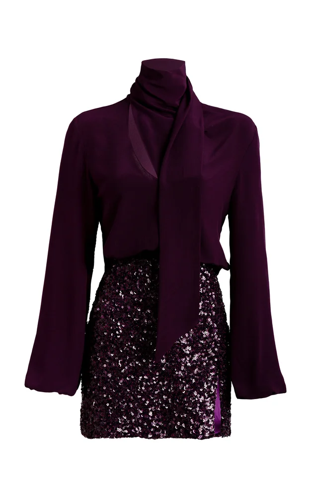 Faye Embellished Silk-Blend Mini Dress