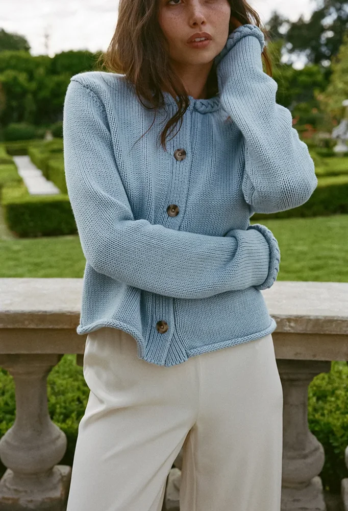 Doris Blue Jean Cotton Cardigan