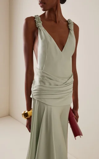 Madalena Ruffled Satin Maxi Dress
