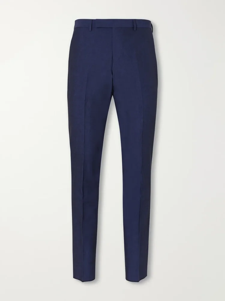 Slim-Fit Tapered Cotton and Linen-Blend Suit Trousers