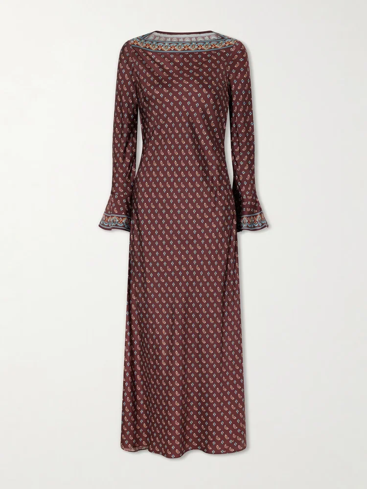 Davina printed silk-blend satin maxi dress
