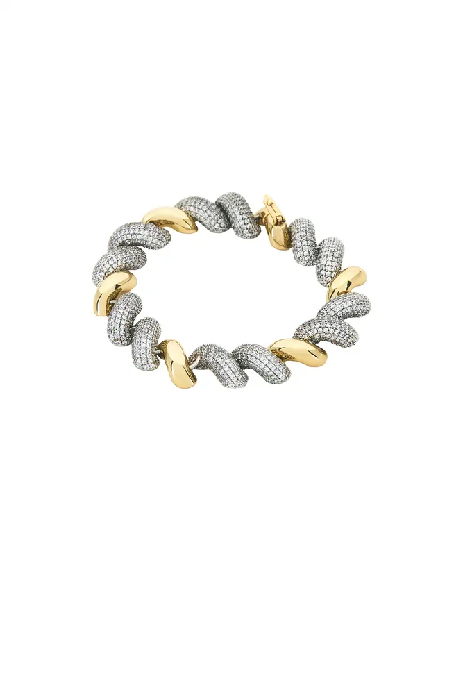 Small Two Tone Pavé Torsade Bracelet