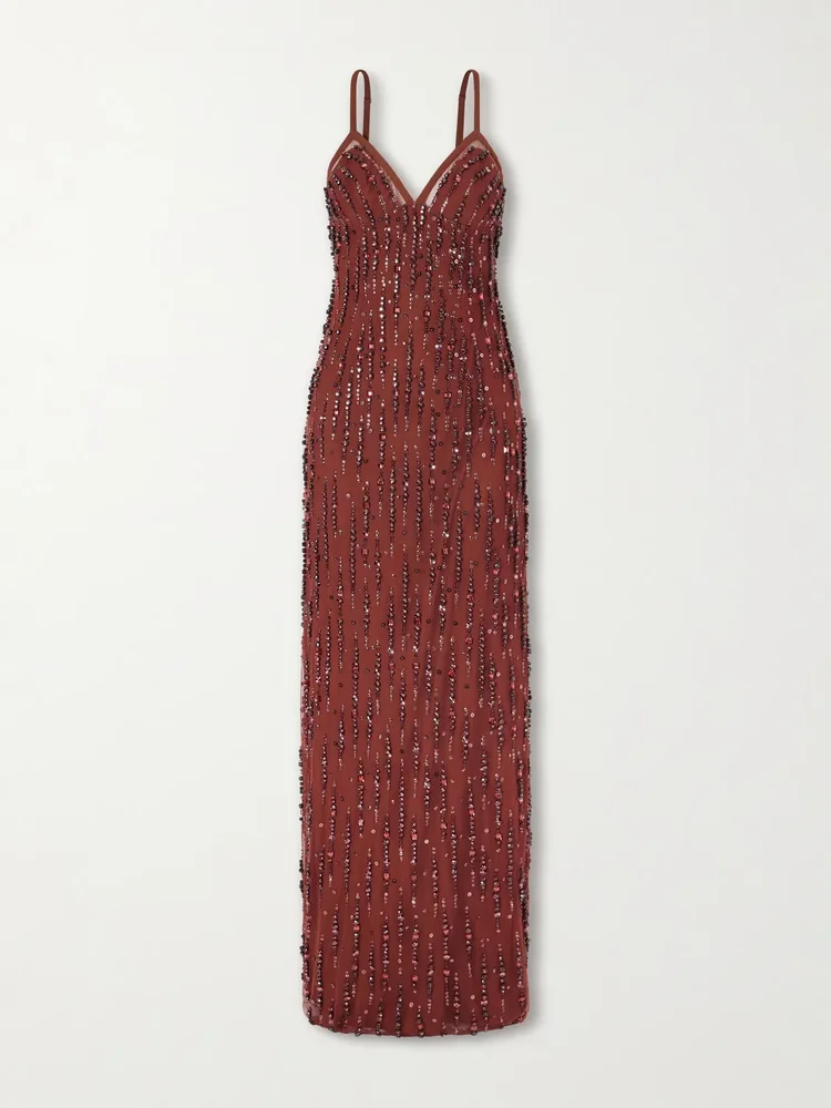 Ishbel sequin-embellished mesh gown