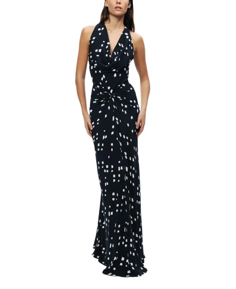 Printed Halter Neck Maxi Dress