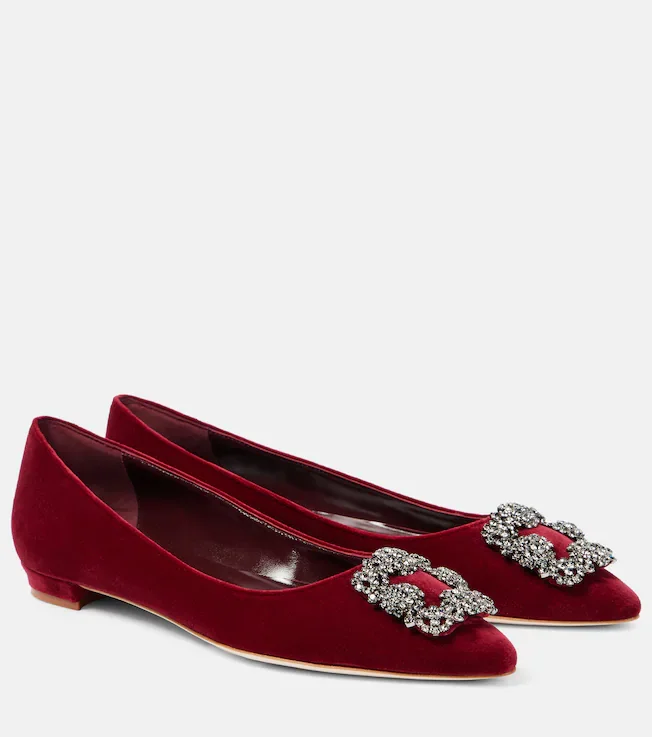 Hangisi embellished velvet ballet flats